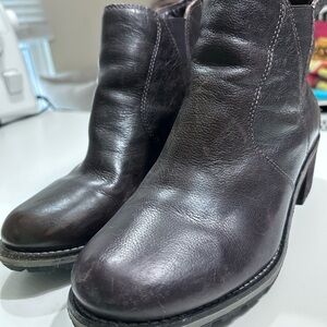 LL Bean Dark Brown Leather Ankle Boots - slight wear- no box